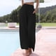 thumbnail image 2 of Pantalones palazzo de lino de cintura alta y pierna ancha para mujer - Pantalones de playa con cordón - Tallas S-3XL, 2 of 5