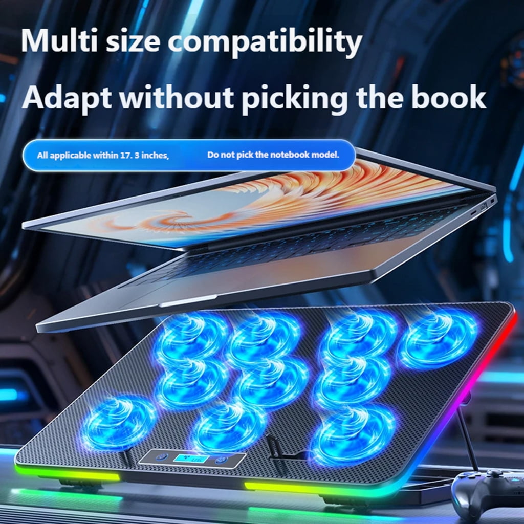 Miiottaa Multiple Speed Adjustable Metal Laptop Coolers Stand Builts In RGBs Lighting System