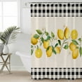 thumbnail image 4 of Shower Curtains Sets for Bathroom Decor Retro Summer Lemons Waterproof Bathroom Curtain with Hooks, Black White Plaid on Linen for Bathroom Decor,36x72IN, 4 of 7