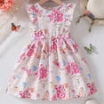 thumbnail image 2 of SGMVNU Toddler Girls Dresses Ruffle Flutter Sleeve A-line Dress Girls Dress Size 6 Bowknot Party Princess Summer Sundresses(Size 5-6 Years,3-Pink), 2 of 4