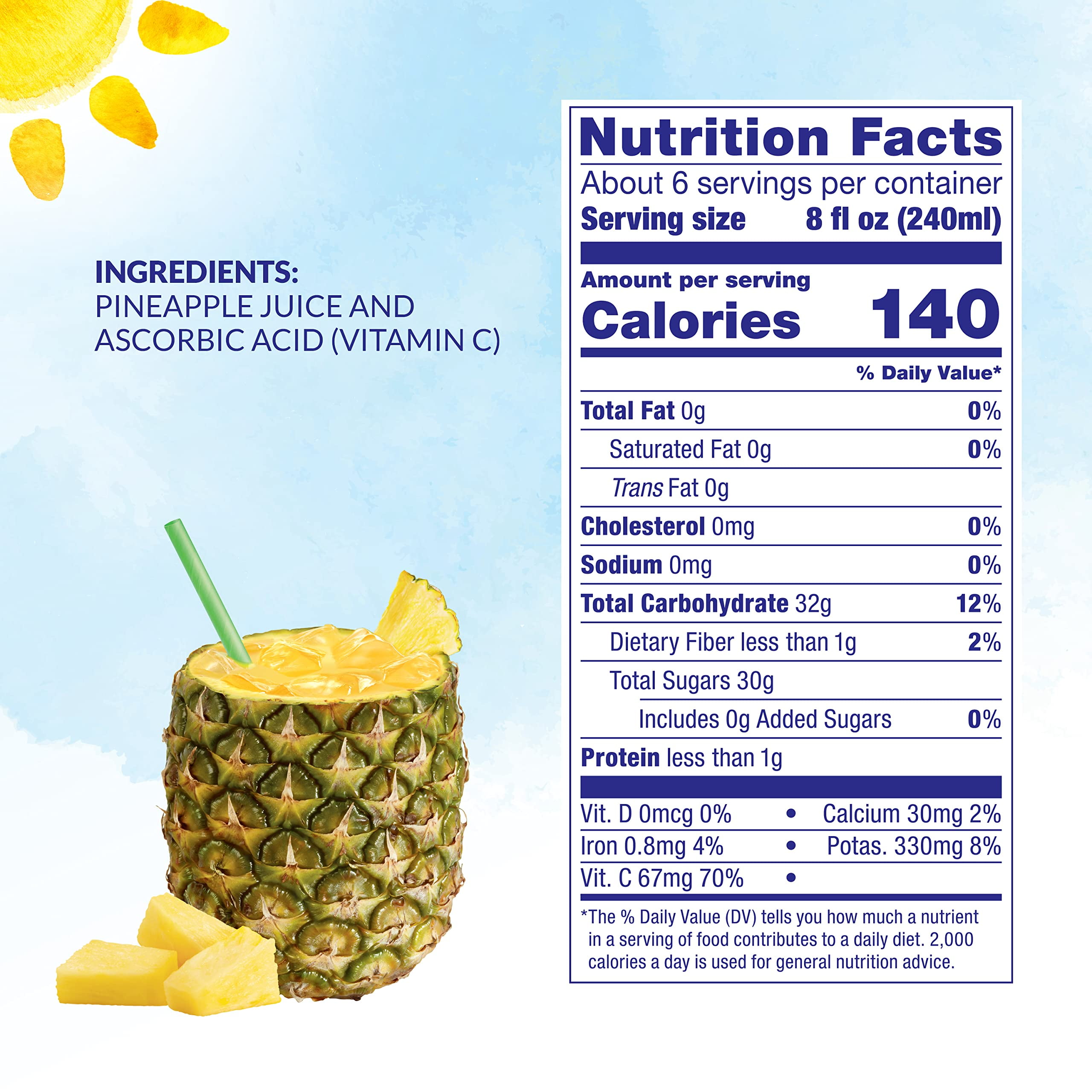 Dole 100% Juice, Pineapple, 46 Ounce Cans (Pack of 6 Dole 100% Juice, Pineapple, 46 Ounce Cans (Pack of 6