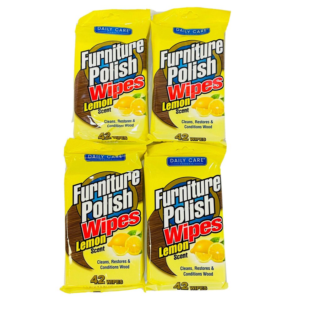 4 Pack 42 Ct Lemon Scent Wood Furniture Polish Wipes Duster Cleaner Dust & Shine Walmart