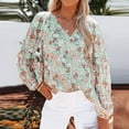 thumbnail image 2 of Womens Tops Blouse Petal Long Sleeve Shirt Floral Shirt Casual Shirt For V Neck Tee Shirts Tops Shirts for Women Green L, 2 of 6