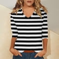 thumbnail image 5 of ZHENHONG Striped Shirt Women, Tops For Womens Casual Summer Tops Three Quarter Sleeve Round Neck Tee T Shirt Loose Side Split Tunic Blouse Going Out Tops, 5 of 5