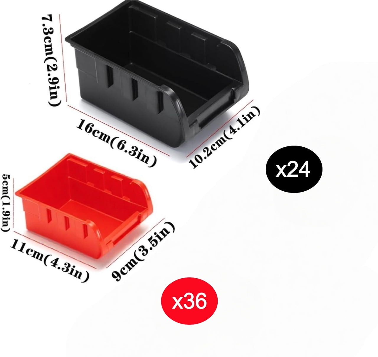 60 Pcs Wall Mounted Storage Bins with 4 Peg Boards Set, Garage Organizer Storage Shelf Unit