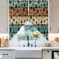 thumbnail image 4 of Swag Curtains Valances for Windows, Black Dog Paw Print Short Kitchen Window Curtains Over Sink, Rustic Turquise Brown Farmhouse Wood Cafe Curtains Panel Set Of 2,Rod Pocket, 36 Inches Length, 4 of 8