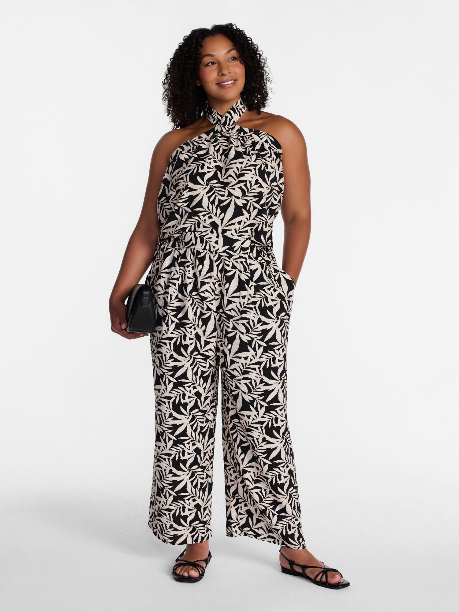 Time and Tru Women's Wide Leg Print Pants, Sizes XS-XXXL