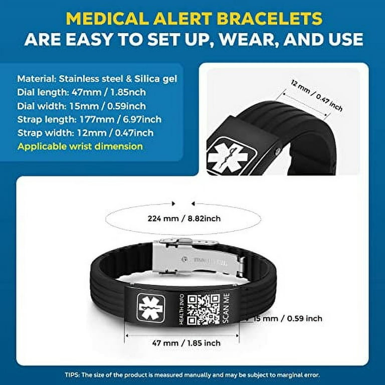 Theluckytag Medical Bracelets with QR Code for Men Women Sport