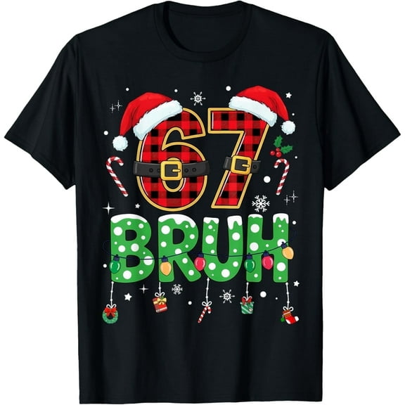Bruh 67 Six Seven 6 7 Meme Christmas Funny Boy Girl Kids T-Shirt
