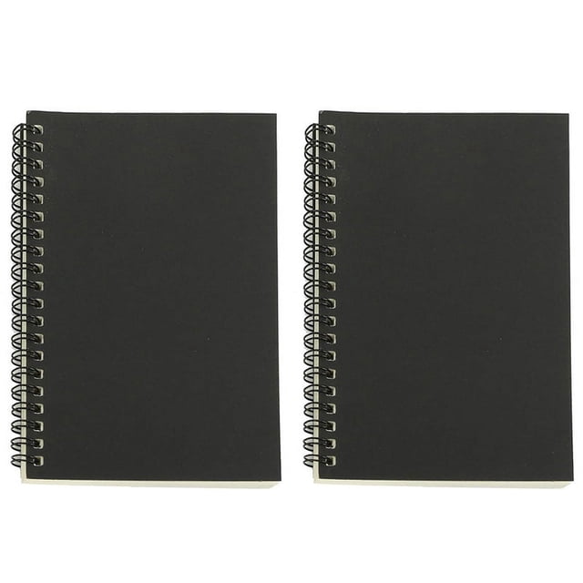 2X Retro Cuaderno de Bocetos de Kraft Coil Cuaderno En Blanco Cuaderno Papelería Escolar Blanco Y Negro