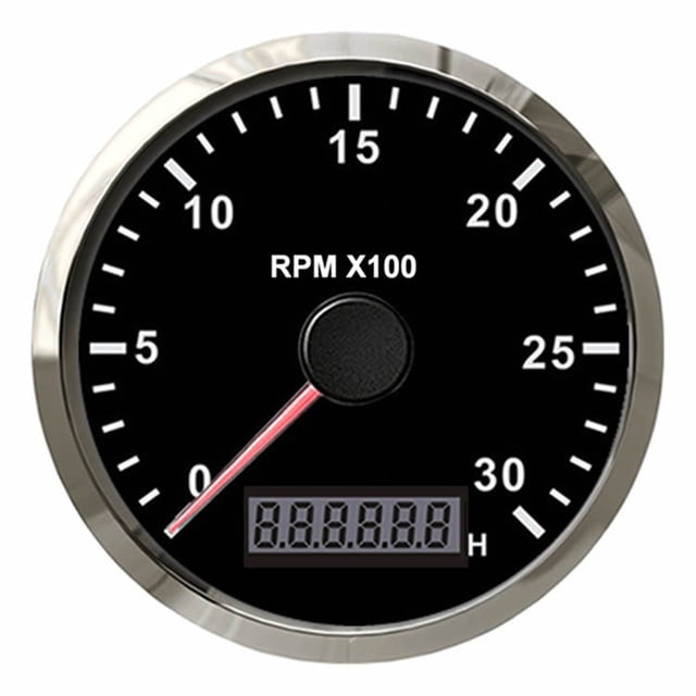 Boat Tachometer Engine Stainless Steel Bezel Hour Meter LCD Display With M16 M18 Sensor For Car Motorcycle 3k 4k 8k RPM ,Easy to Calibrate
