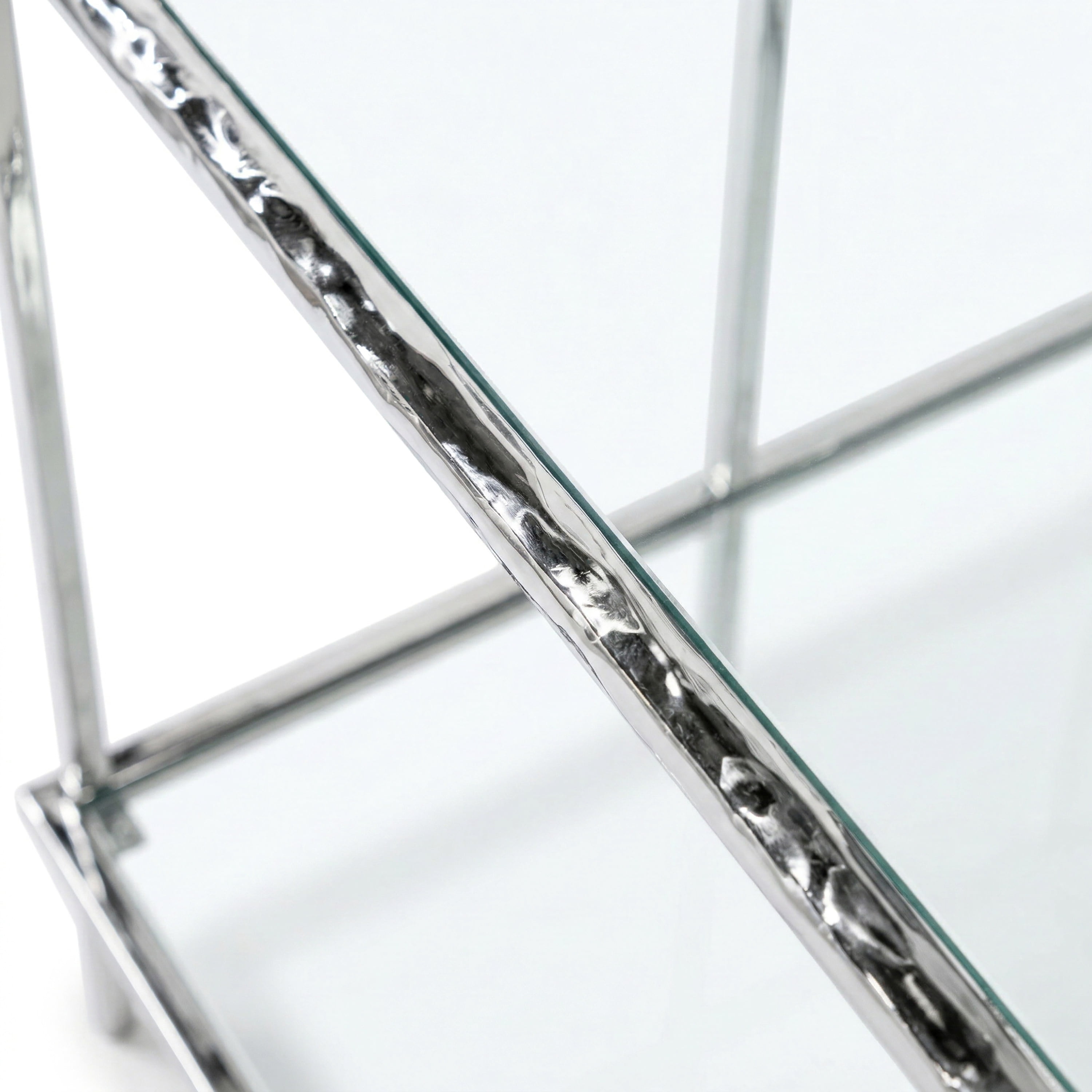 Furniture of America Zayen Modern Stainless Steel 1-Shelf End Table with Tempered Glass Top, Chrome