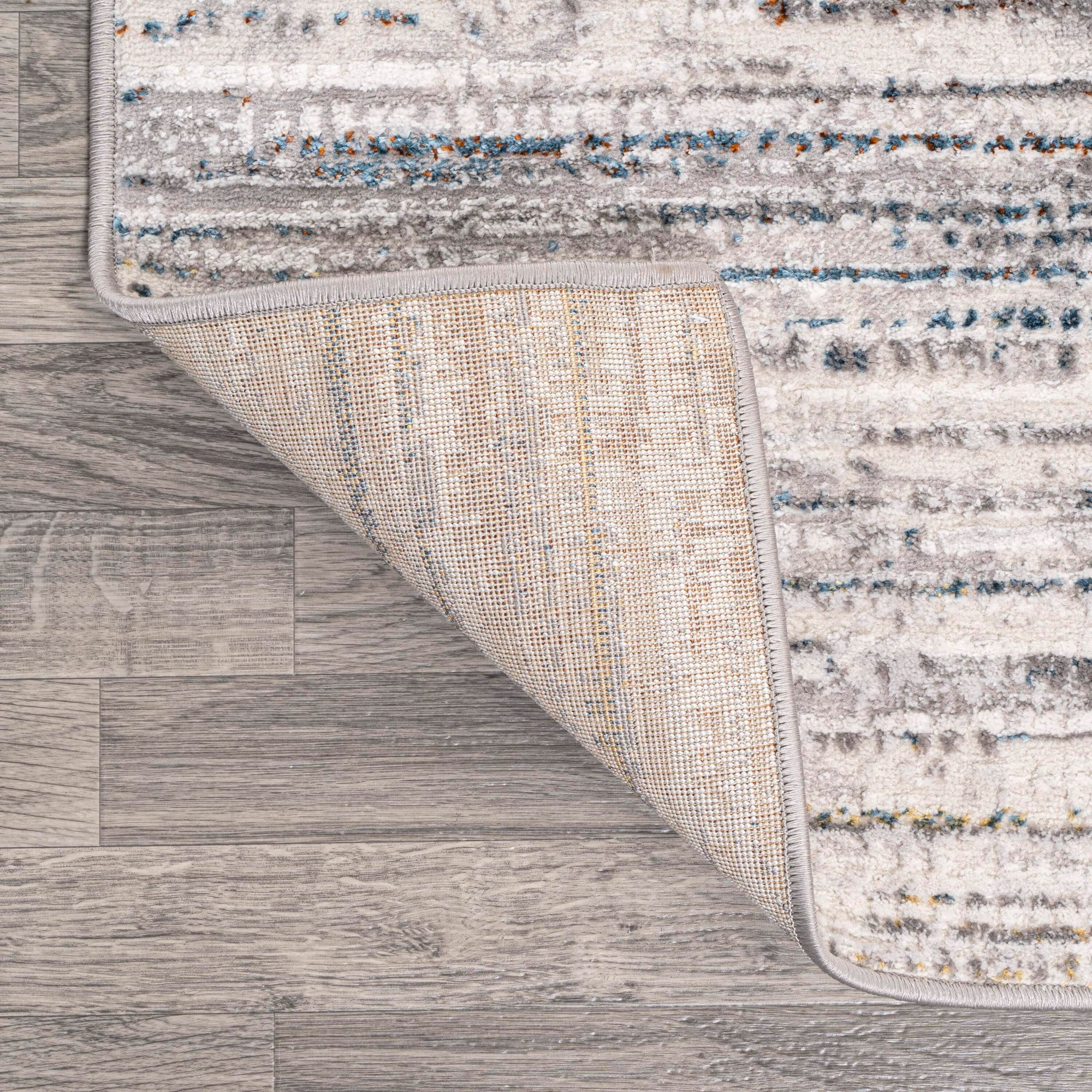 JONATHAN Y SILK ORCHID 2 x 8 Runner Rug, Loom Strie - Gray/Blue/Orange, SOR200E-28