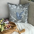 thumbnail image 2 of The HomeCentric Pillow Sham Covers, Gray European Sham&nbsp;Pillow Covers Pack of 2, 26x26 inch (65x65 cm), Silk Euro Sham Covers, Birds, Contemporary European Sham&nbsp;Covers Easter - Silver Birdy, 2 of 12