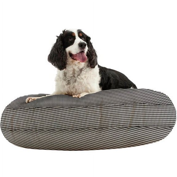 WufFuf Round Pet Bed with Liner, 50" Diameter, Oxygen Candy Pink with White Dots
