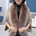 thumbnail image 3 of Eoperou Women Winter Shawl Tassel Thicken Solid Color Cardigan Knitted Keep Warm Artificial Hare Fur Elegant Banquet Shawl for Shopping, 3 of 8