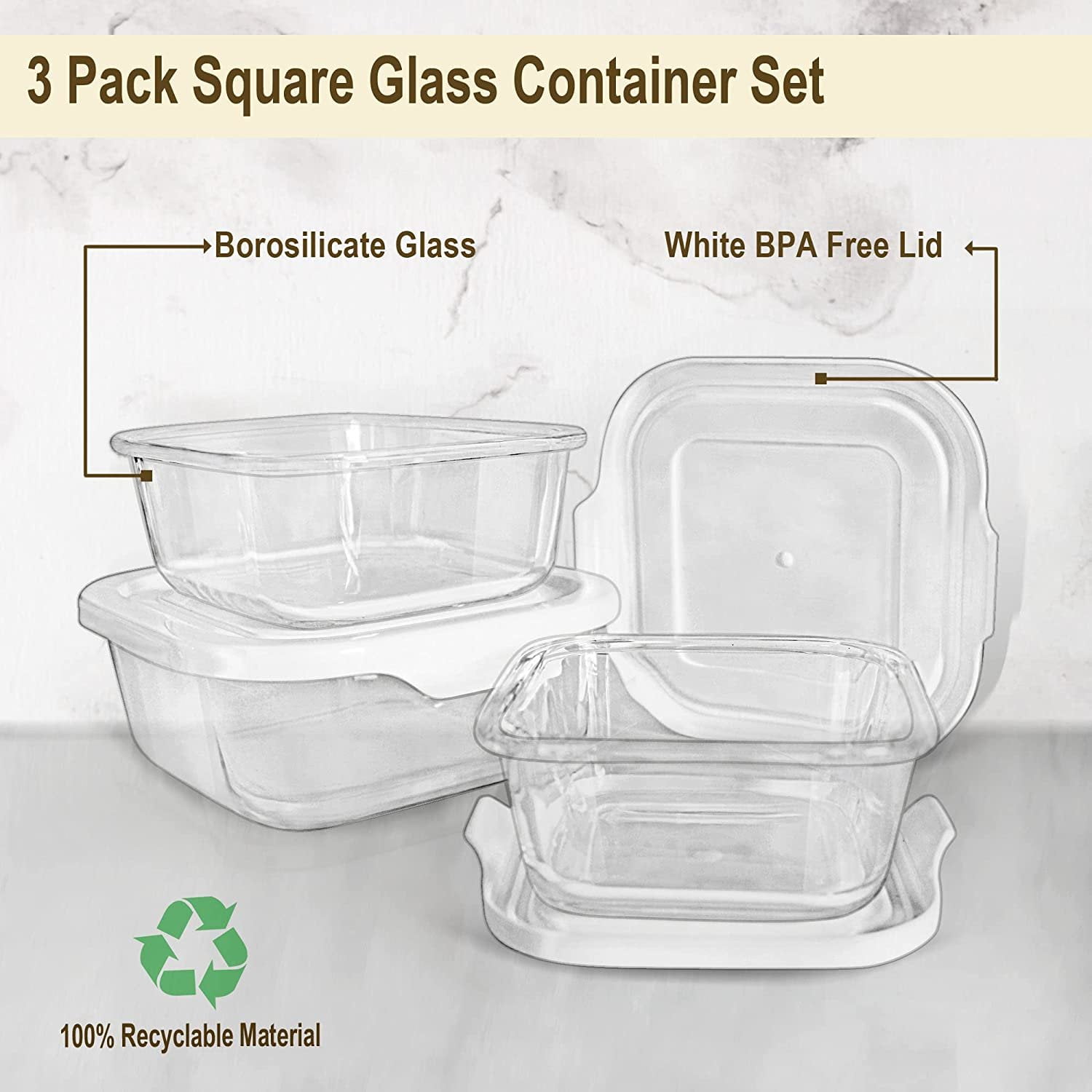 Extra Large & Assorted Sizes Glass Food Storage Containers with Airtight Lids 10