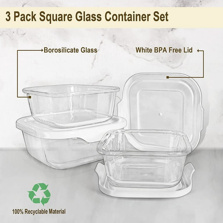 Glass Meal Prep Containers - 3-pack (35oz) 100% Leak Proof Glass