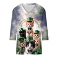 thumbnail image 5 of Women 3/4 Sleeve Tunic Blouse,Tie Dye St Patricks Day Shirt Women Irish Shamrock 3/4 Sleeve Tops Saint Patricks Day Green Clover Tshirts, 5 of 5
