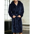 thumbnail image 3 of Dewadbow Men Winter Warm Long Sleepwear Robe Collar Casual Bathrobe Pajamas, 3 of 6