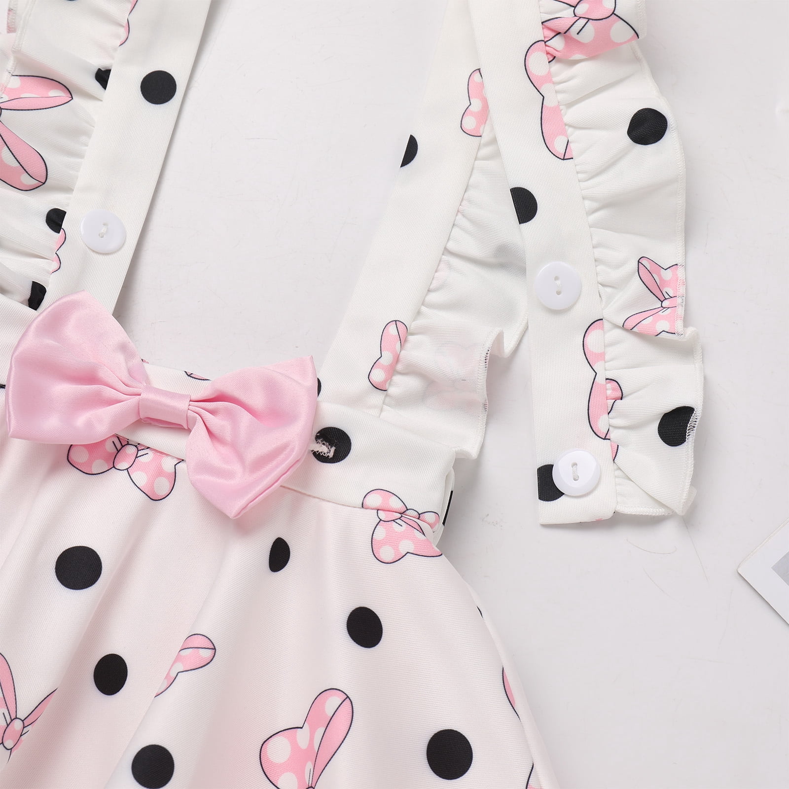 IBTOM CASTLE Toddler Baby Girls Mouse Birthday Outfit Short Sleeve Pullover T-shirt Suspender Skirt with Headband Cake Smash Casual Outfits 6-12 Months Pink