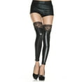 thumbnail image 2 of Music Legs Women's Women's Footless silicone lace top wet look thigh hi 4868-BLACK, 2 of 2
