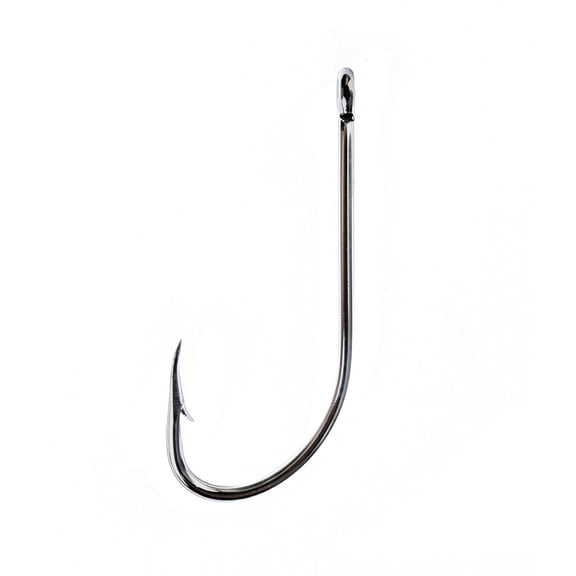 Eagle Claw 085AH-1/0 Plain Shank Offset Hook, Nickel, Size 1/0, 8 Pack