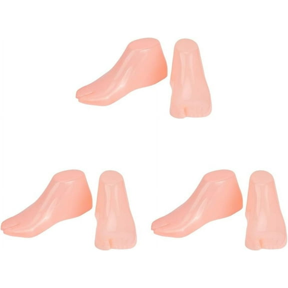 3 Pairs Plastic Foot Model Tools Stretcher Sandal Support Shaper Light Salmon Shoes Display Female Mannequin Foot Display Jewerly Sandal Shoe Sock Display Art Sketch with Nail