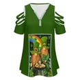 thumbnail image 6 of weskinke Top For Women Western Shirt Zipper Pullover Short Sleeve Color Block V Neck Fashion Casual Top St Patricks Day Print T Shirt, 6 of 8