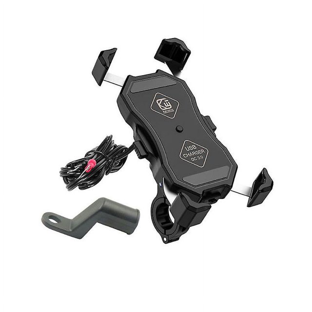 Black Soporte para teléfono móvil de motocicleta con cargador USB de carga rápida Qc3.0