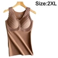 thumbnail image 2 of Chaleco de ropa interior térmica para mujer Camisola sin mangas cálida Chaleco de encaje equipado con sujetador para mujer - Café, 2 of 5
