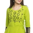 thumbnail image 4 of Yash Gallery Women's Cotton Slub Embroidered Angrakha Kurta (Green), 4 of 5