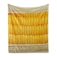 thumbnail image 1 of Health Soft Flannel Fleece Blanket, Corn Cob Stem with Raindrops Water Marks Mexican Vegetable Photo Artwork Image, Cozy Plush for Indoor and Outdoor Use, 50" x 70", Yellow and Cream, by Ambesonne, 1 of 6