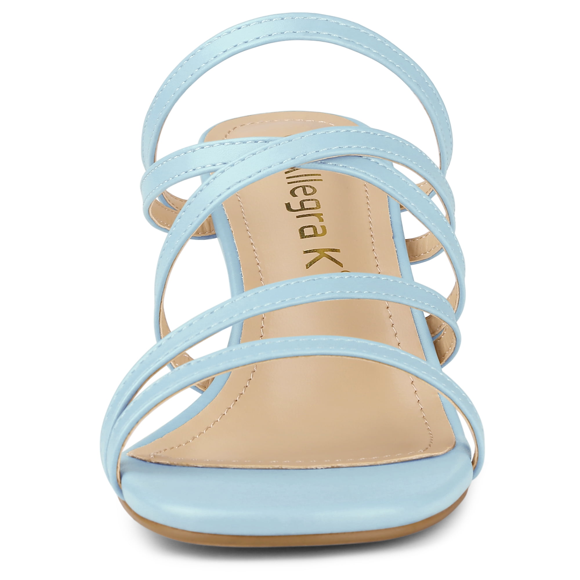 DARING DIVA Women's Sandals Block Heeleds Crisscross Strap Sandals Blue 10