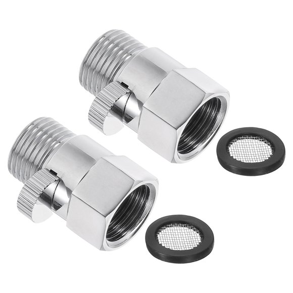 Water Flow Control Valve, 2 PCS Shower Head Shut Off Valve, Brass Water Pressure Regulator (Silver)