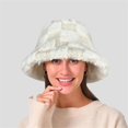 thumbnail image 3 of Checkered Bucket Hat Plush Adjustable Bucket Hat Warm Fisherman Hat For Men Women For Winter Spring-white, 3 of 5