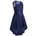 thumbnail image 3 of YiZYiF Kids Girls Satin Wedding Bridesmaid Dress V Neck Floral Lace Birthday Party Dress, 3 of 6