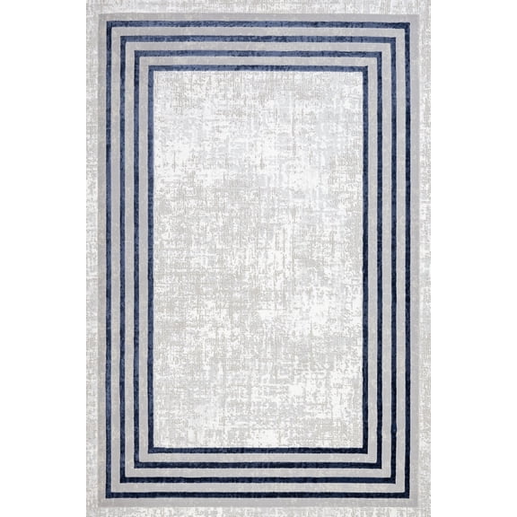 Blue Geometric Area Rugs for Living Room Washable Rugs Boho Moroccan Area Rug Soft Neutral Geometric Bohemian Carpet Distressed Indoor Rug for Bedroom Dining Room Office Foldable Nonslip Rug