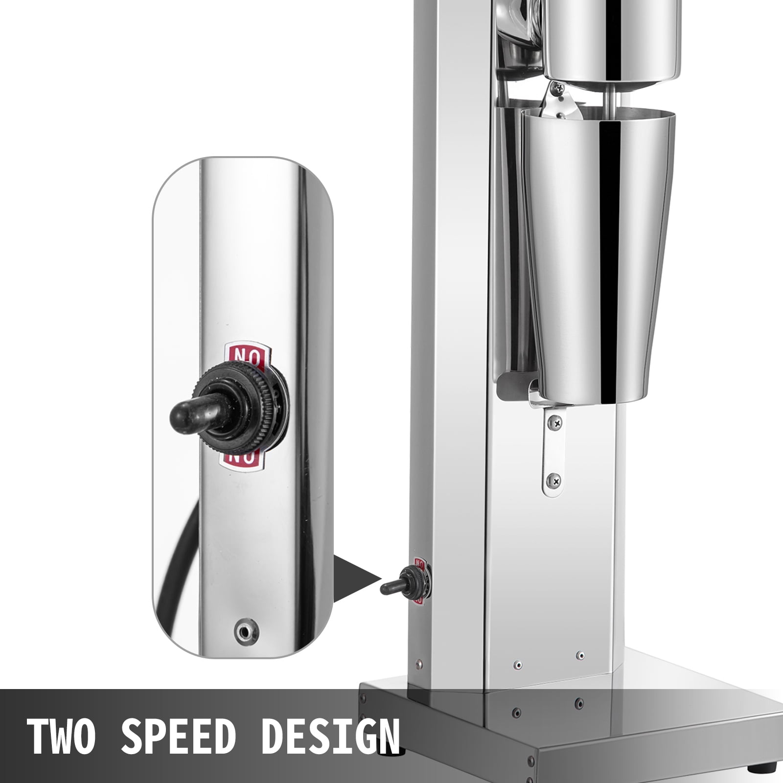 KFFKFF Electric Milkshake Maker, Durable Stainless Steel Build, 180W Power, Single Spindle, Includes 800ml Cup, Silver Finish, Dual Speed Settings