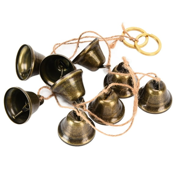 Hanging String of 9 Bells Christmas Jingle Bells Wall Hanging Metal Vintage Hanging Bells Home Office Wall Door Decorations(1.38in)