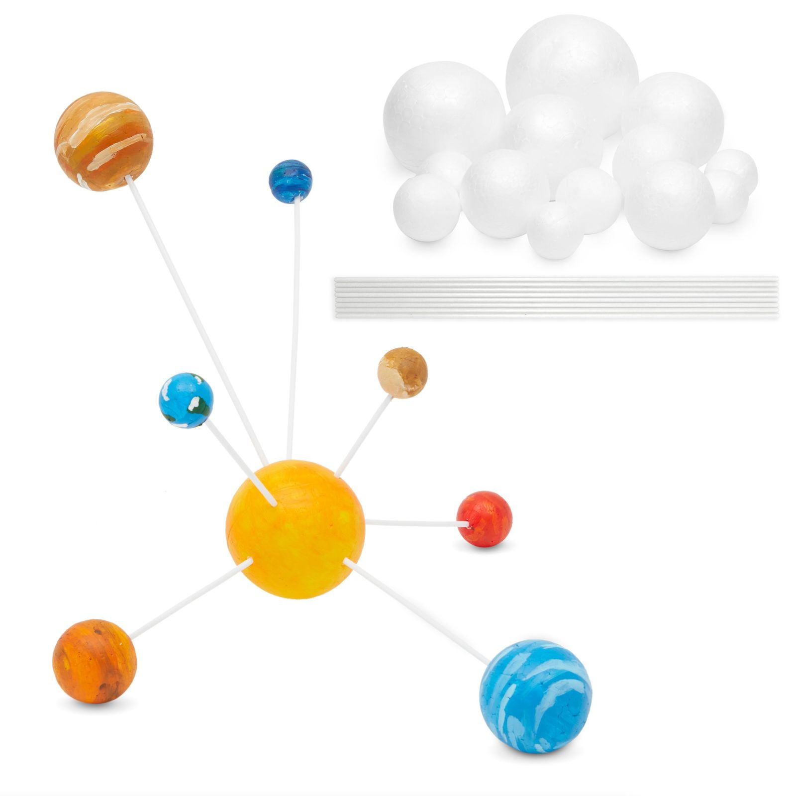 24 Piece DIY Solar System Model Kit with Foam Balls and Plastic Sticks for DIY Arts and Crafts Supplies (Assorted Sizes)
