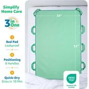 Improvia Washable Positioning Pad with 8 Handles for Incontinence, Waterproof Reusable, 34 x 52 in, 1-Pack (Green)