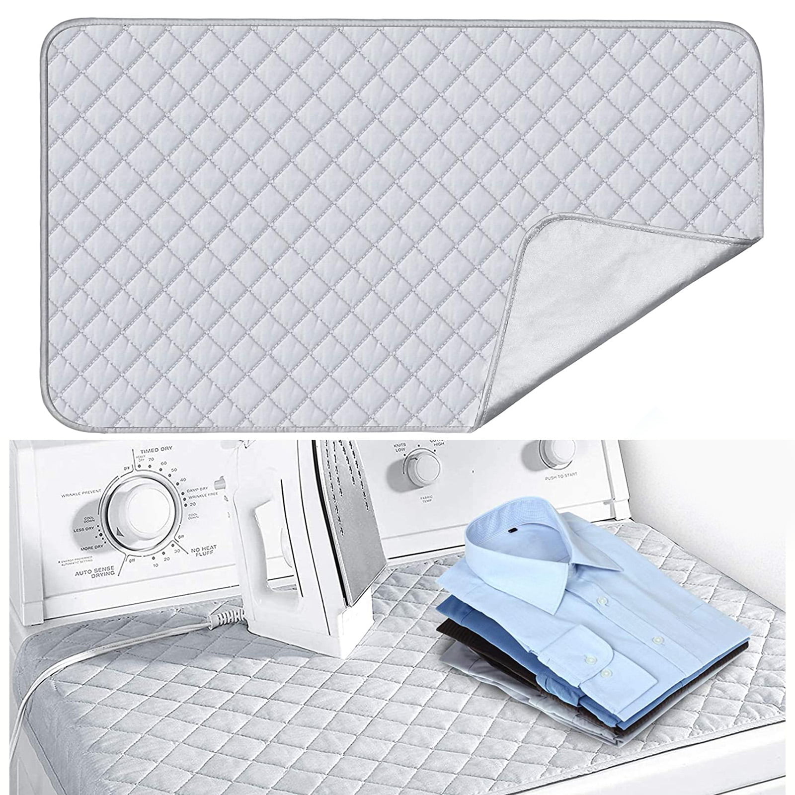 Houseables Ironing Blanket Quilted 18.25"x32.5" Gray Magnetic Mat Laundry Pad 