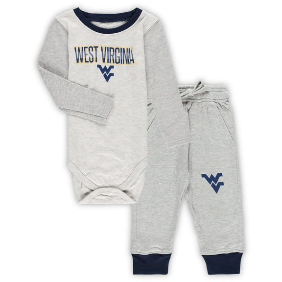 Infant Wes & Willy Heather Gray West Virginia Mountaineers Jie Jie Long Sleeve Bodysuit & Pants Set