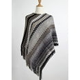 thumbnail image 6 of StylesILove Women Autumn Winter Knitted Zig-Zag Pullover Fringe Poncho Sweater Soft Wrap Cape Lightweight Shawl (Black), 6 of 6