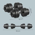 thumbnail image 3 of SONGMICS Juego de Mancuernas Ajustables, con Barra Adicional, 30 kg, para Hombres y Mujeres, Entrenamiento de Fitness, Levantamiento de Pesas en el Gimnasio de casa - 1 Par, Negro, 3 of 9