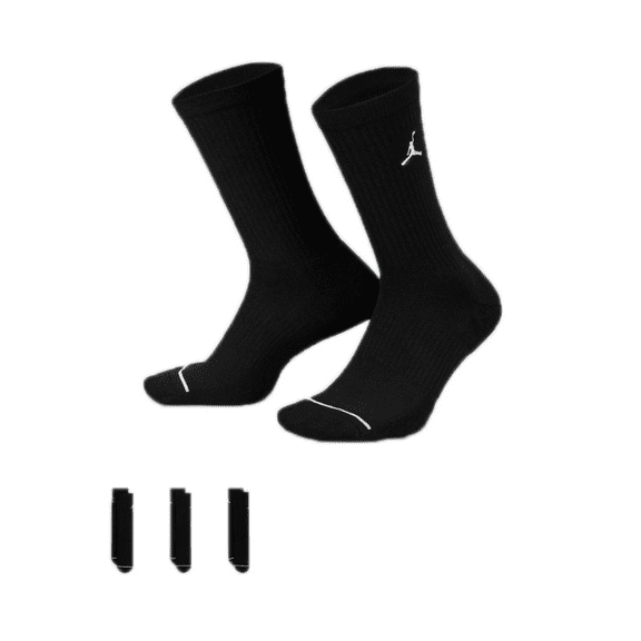 Jordan Black Everyday Unisex Crew Socks (3 Pair) - L