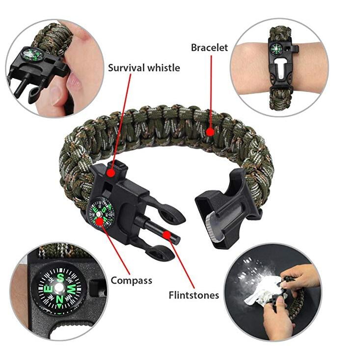 Sirius Survival Utility Emergency Kit 15 in 1 - Survival Kit for Camping, Hiking, Hunting & Fishing - Tan