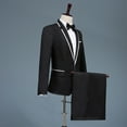 thumbnail image 2 of Men's White Straight Edge Collar Black Suit Tuxedo Dress (Include Blazer, Pants and Tie, but shoes are not included), 2 of 6