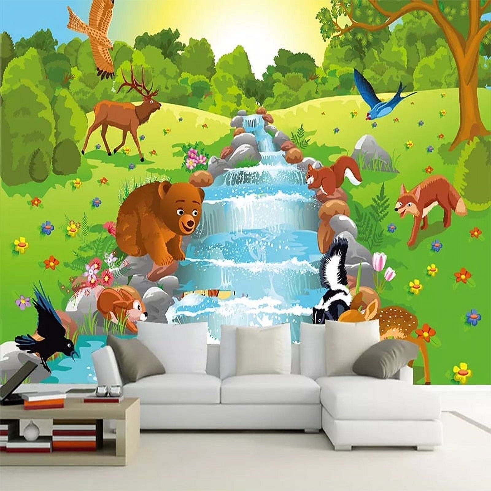 Papier Peint 3D Enfants Dessin Animé Animal SKU WAL0274